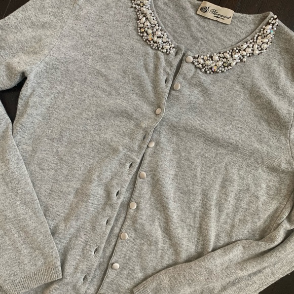 BLUMARINE CASHMERE BLEND BLING PEARL cardigan - Picture 2 of 5